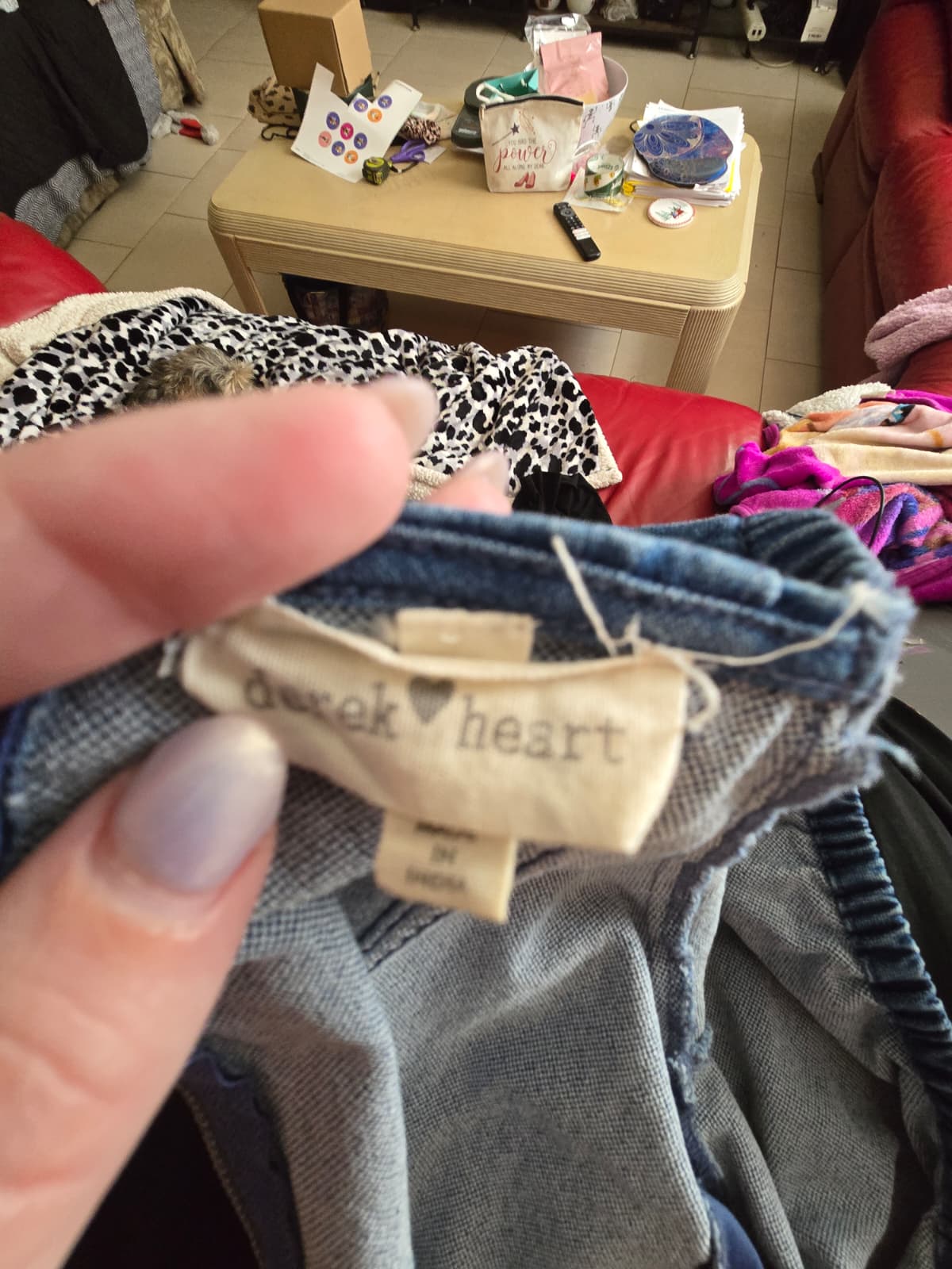 Derek Heart Denim Puff‑Sleeve Dress – Size Large