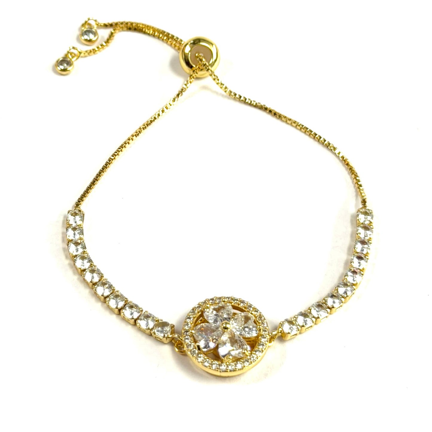 Rotating Spinner Halo Crystal Bracelet – Tennis Style