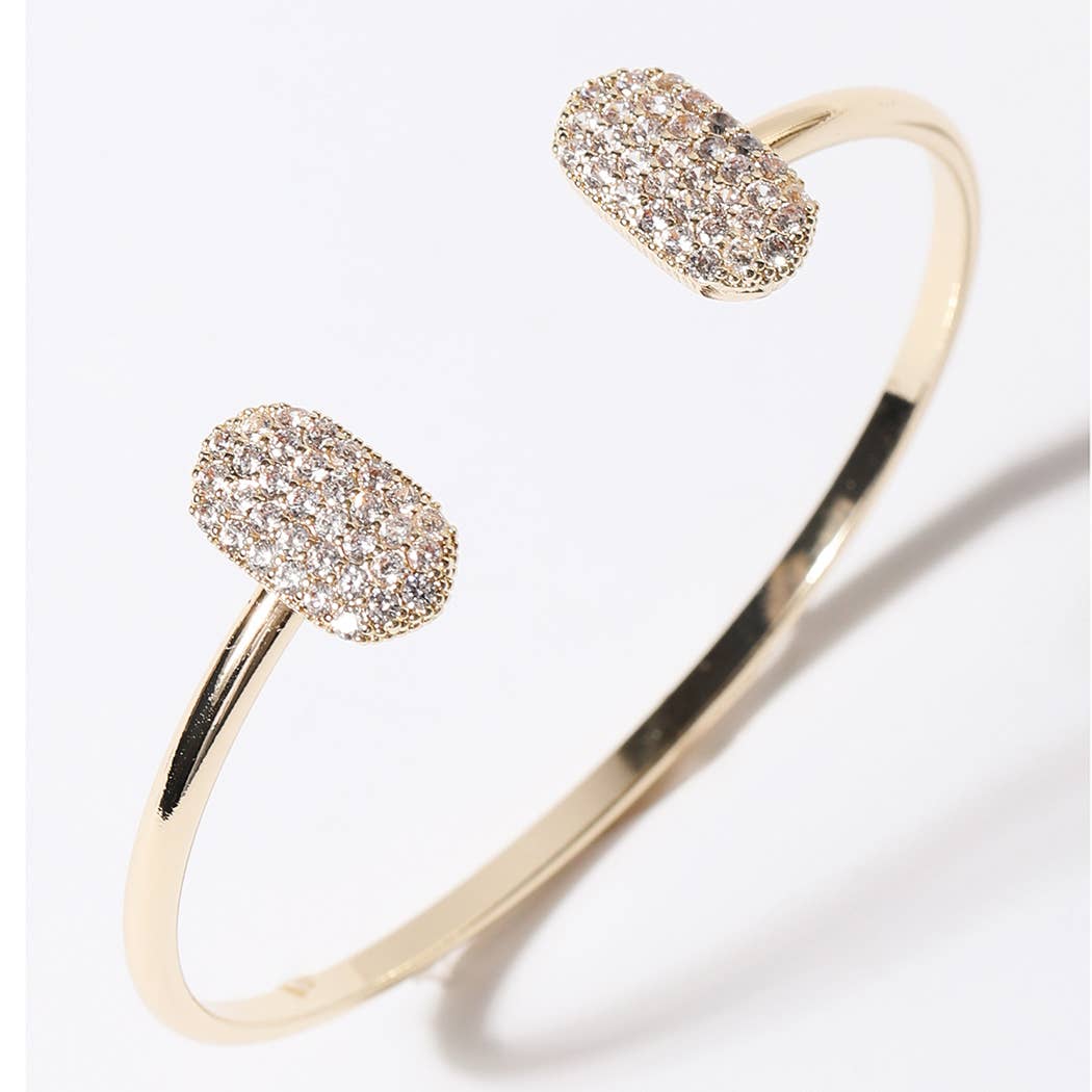 Gold Wire Pave Hexagon Bangle Bracelet