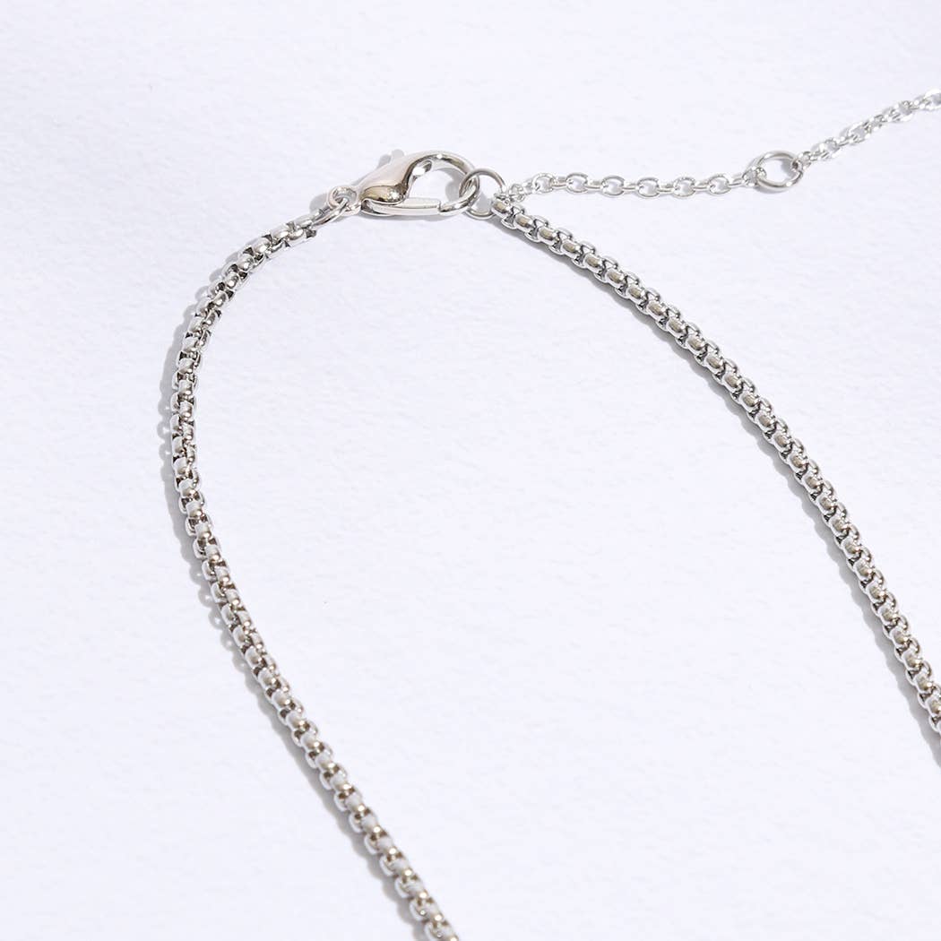 Square Shape Pave CZ Pendant Necklace