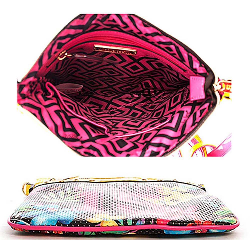 NICOLE LEE TROPICAL PRINT MESH CROSSBODY