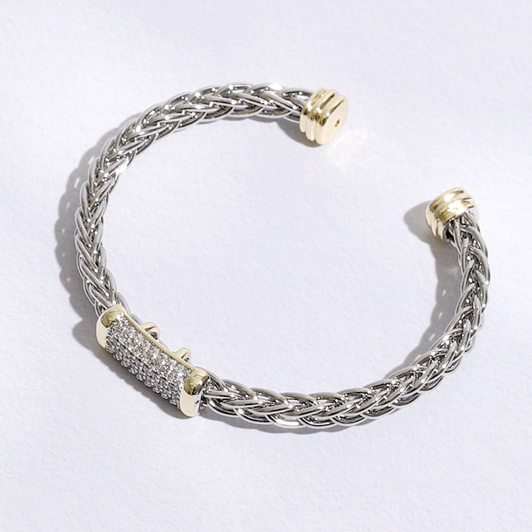 Braided Bangle with Bar Design Bracelet