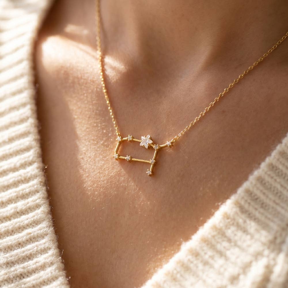14K Gold Dipped Gemini Constellation Necklace