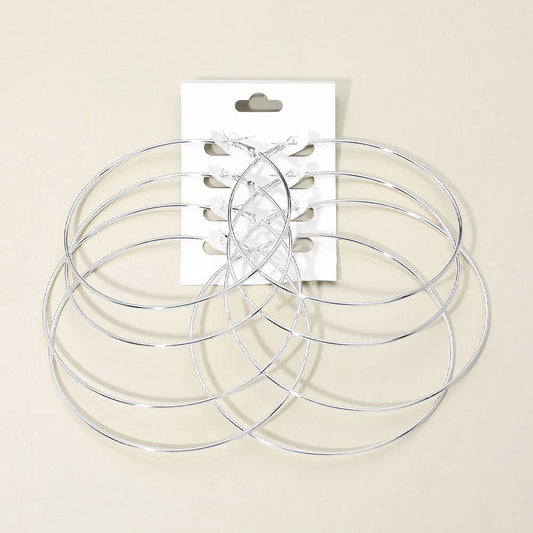 SET OF 4 - Large Thin Metal Hoop Earring Set