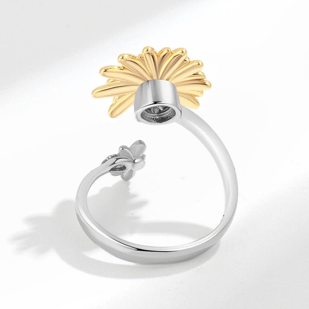Daisy Flower Bee Anxiety Fidget Spinner Ring