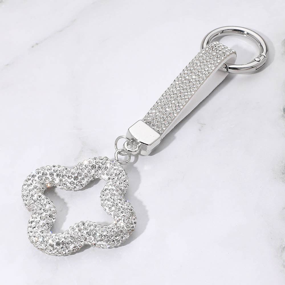 Bling Studded Quatrefoil Keychain / Bag Charm