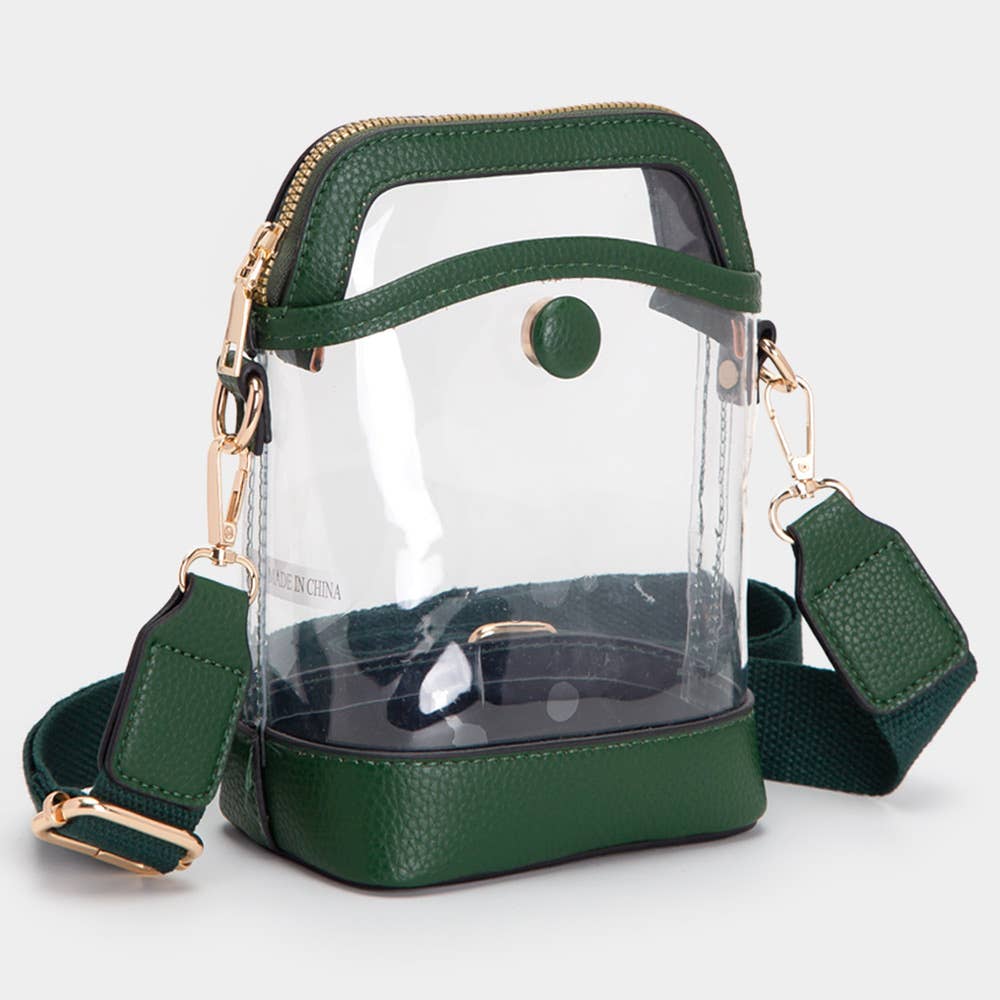 Solid Faux Leather Transparent Crossbody Bag