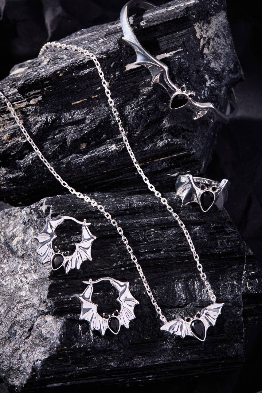 Crystal Bat Hoop Earrings