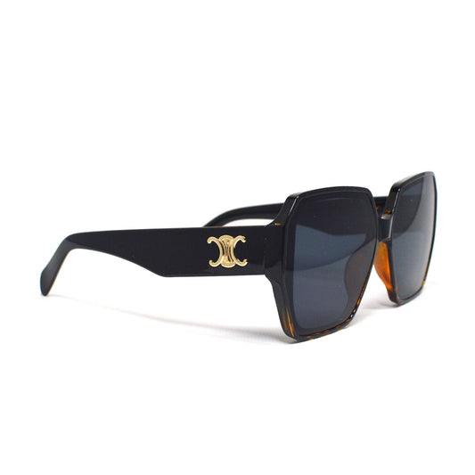 Vintage Black Square Sunglasses with Gold Accent