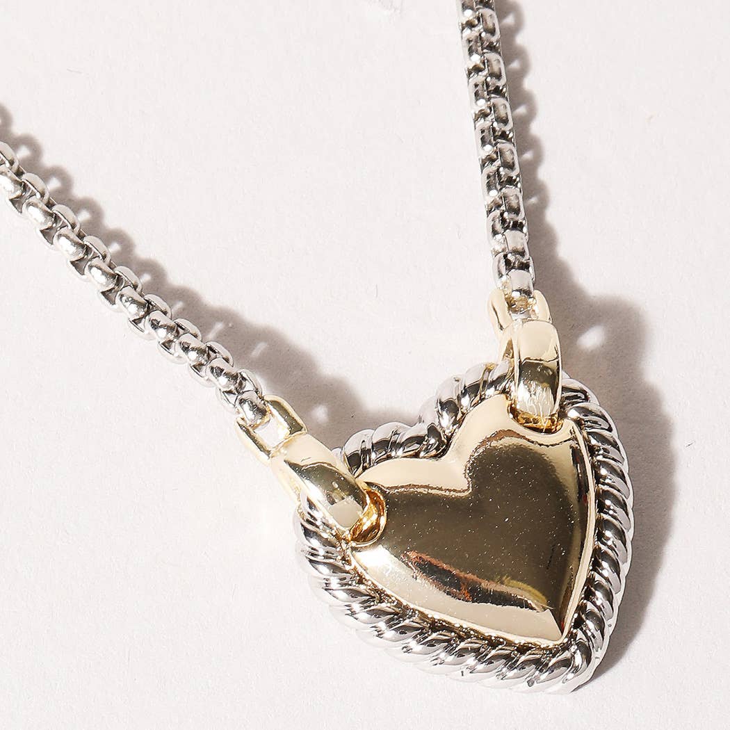Gold Heart Charm Box Chain Necklace