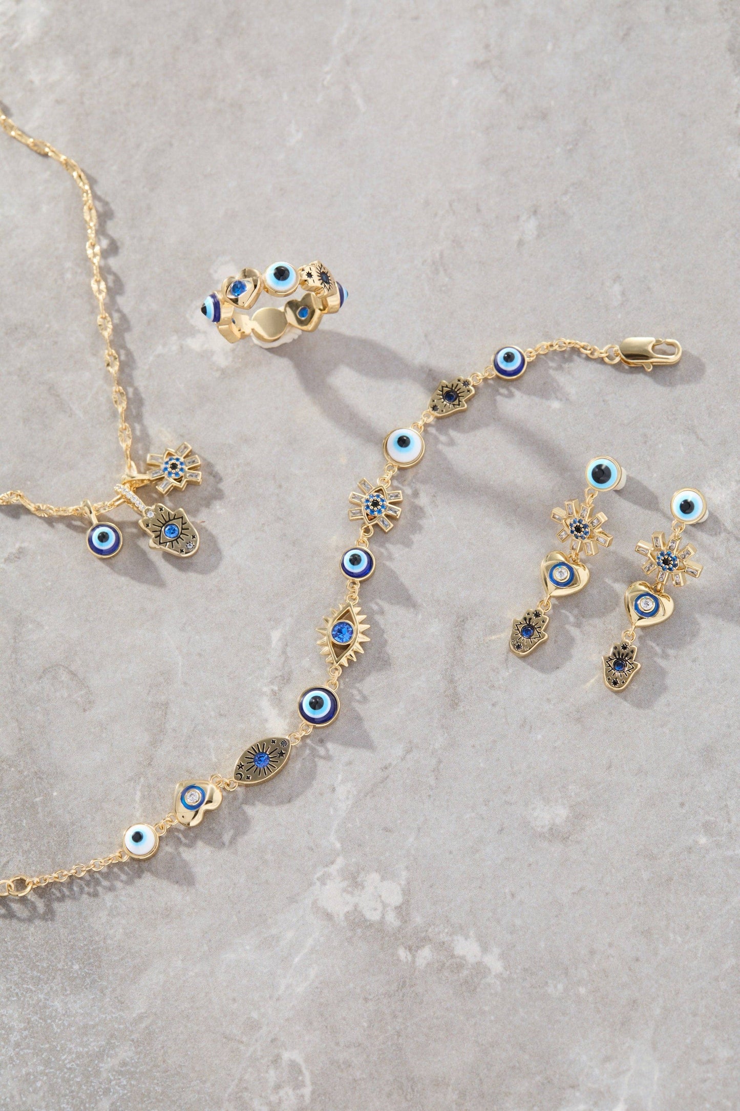 Evil Eye Triple Charm Necklace
