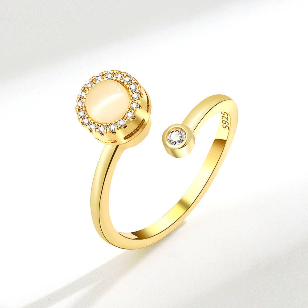 Opal Anxiety Fidget Spinner Stacking Ring