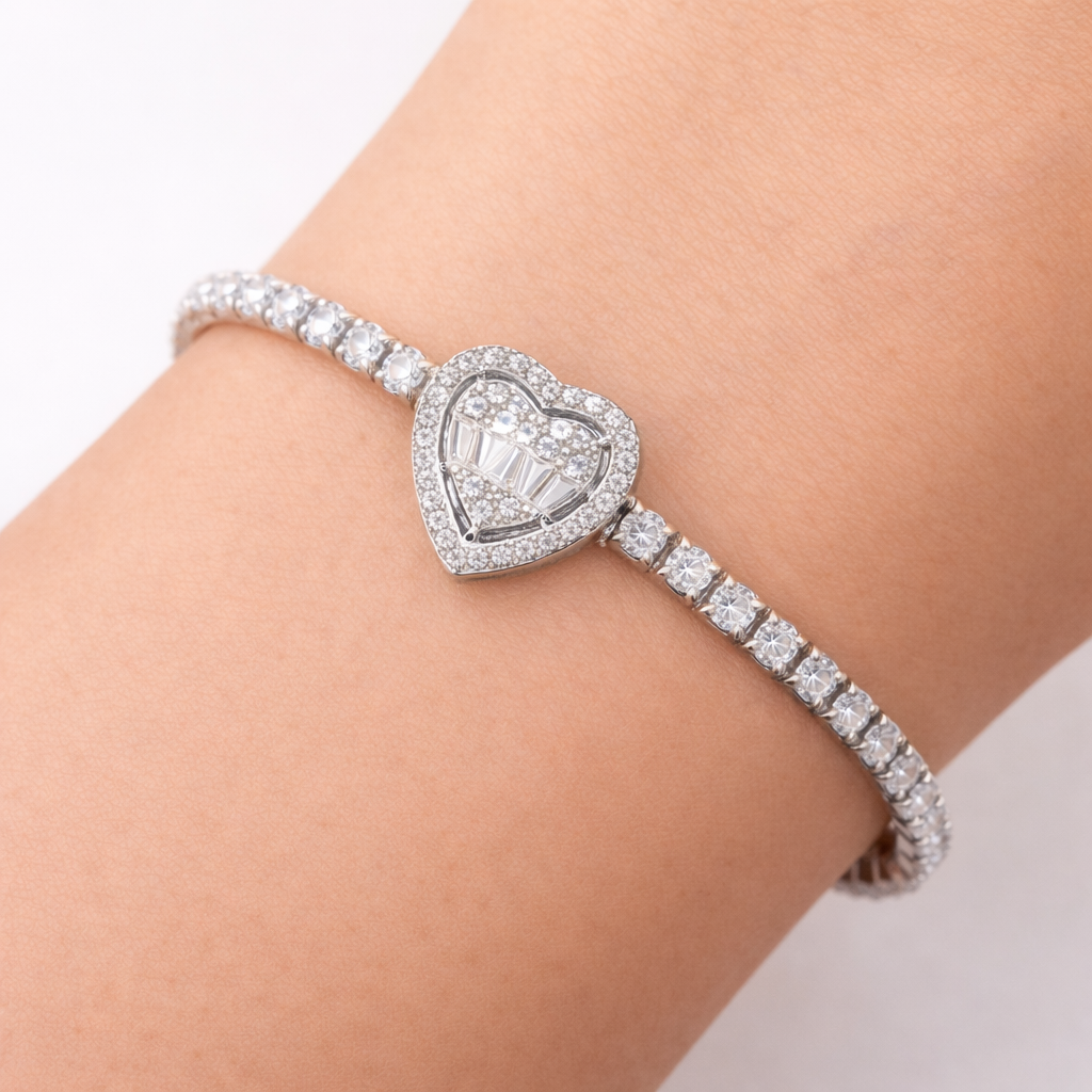 Stainless Steel Heart Bracelet – Gold & Silver