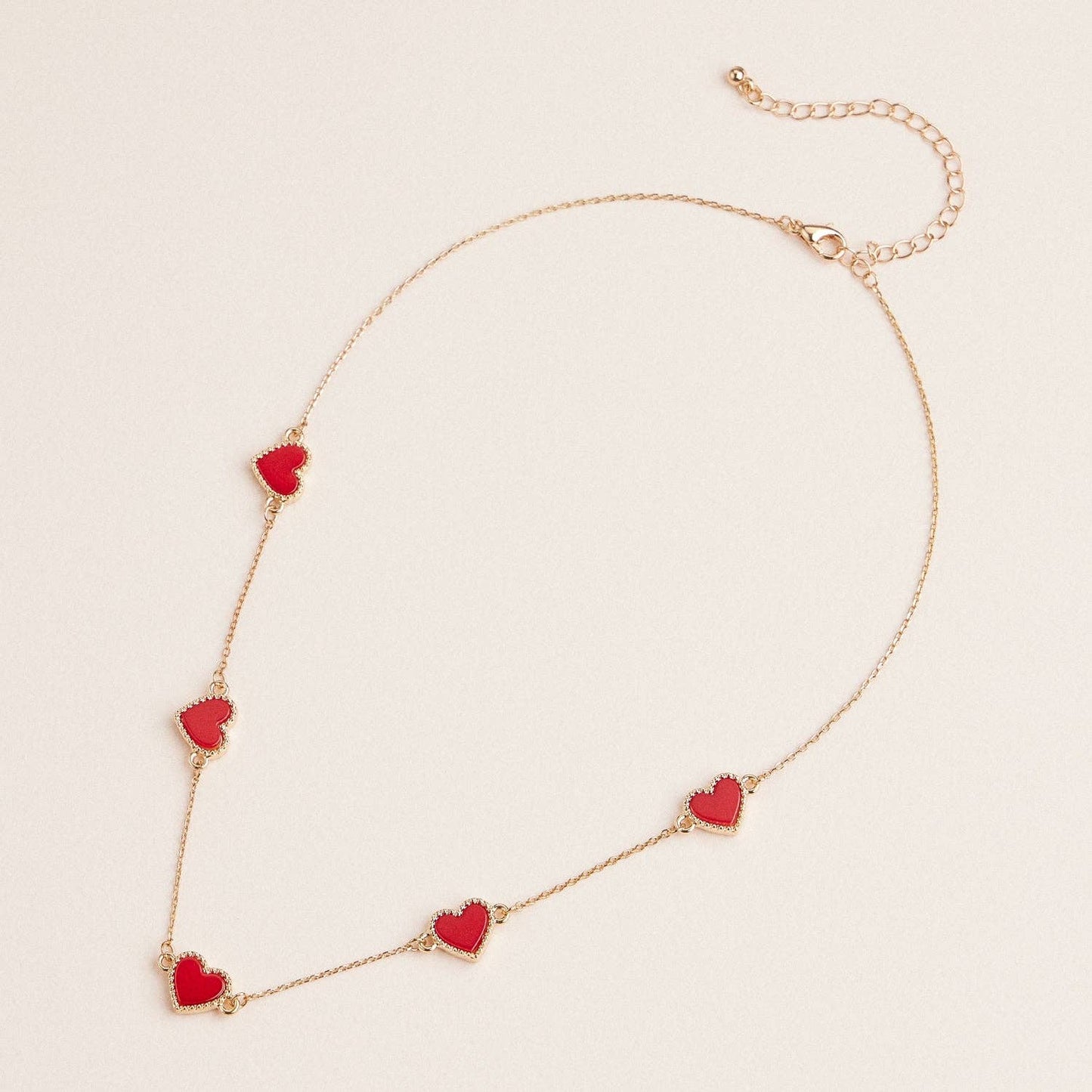 Heart Shaped Station Necklaces Gold Chain Jewelry
