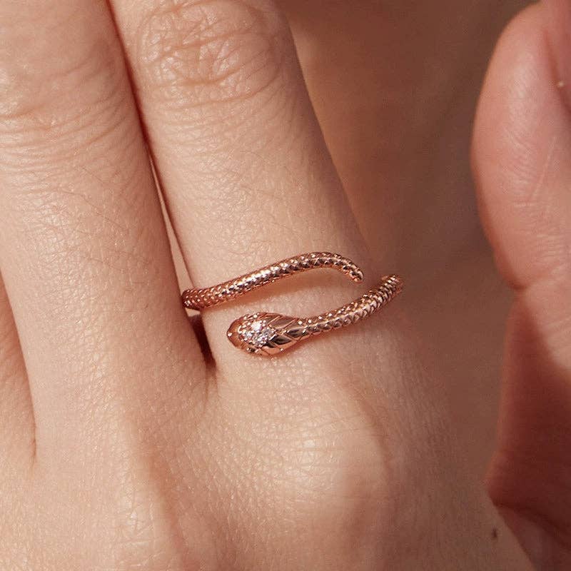 Minimalist Snake Stacking Bypass Wrap Ring in Solid Copper