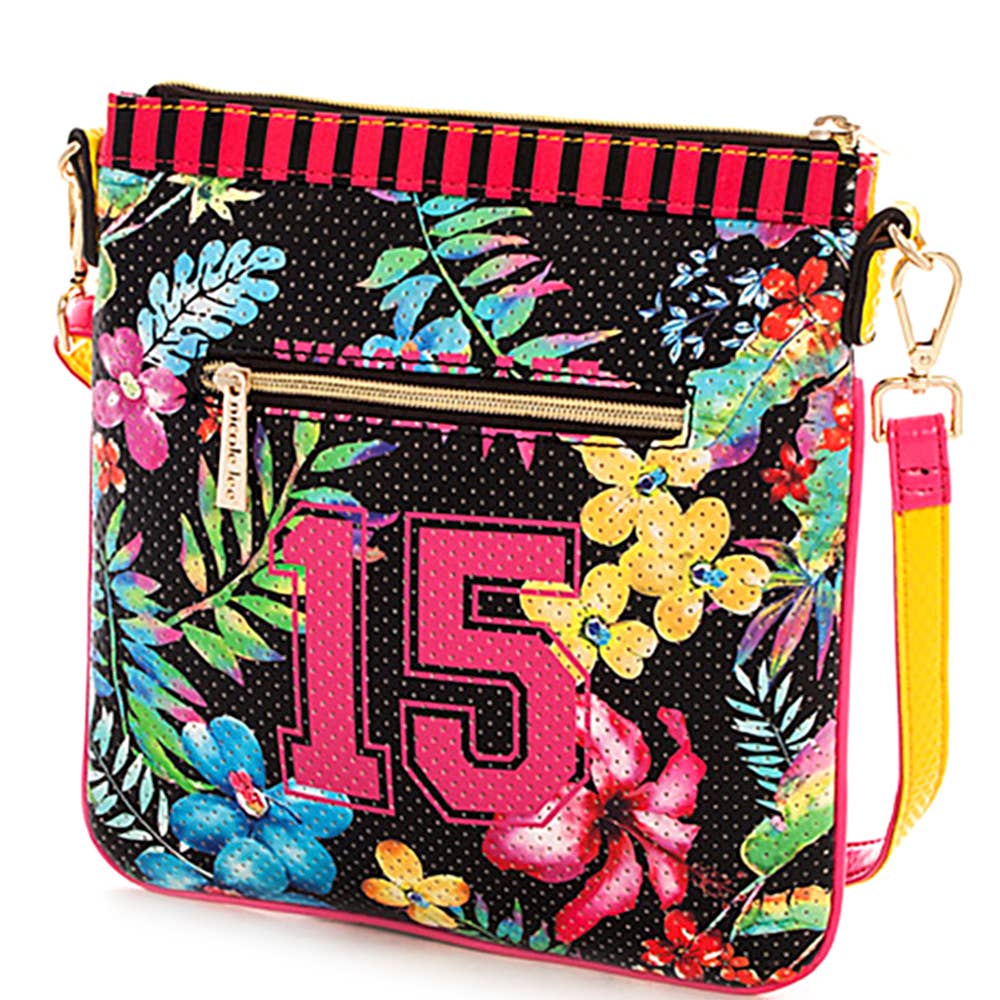 NICOLE LEE TROPICAL PRINT MESH CROSSBODY