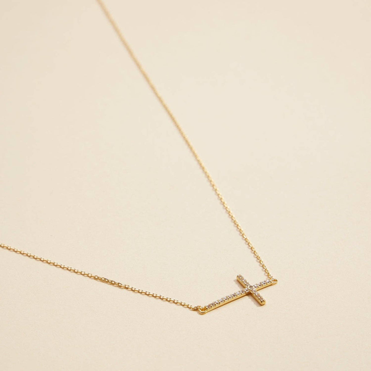 18K Gold Dipped Pavé Cross Necklace