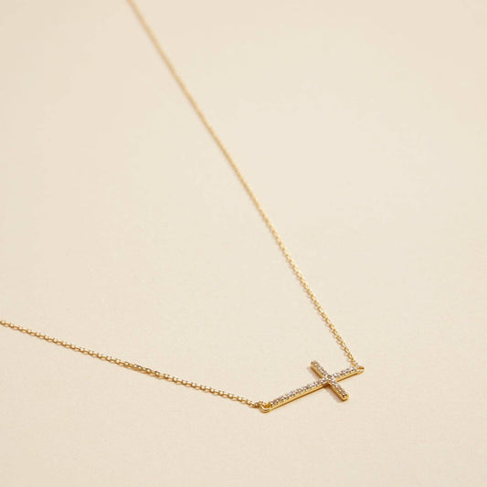 18K Gold Dipped Pavé Cross Necklace