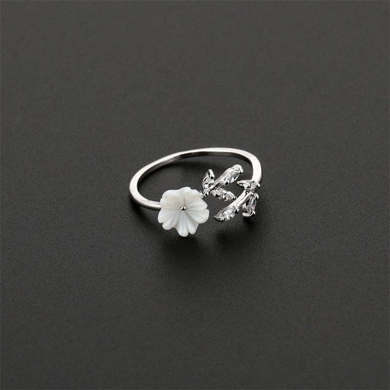 Seashell Flower Bypass Stacking Ring