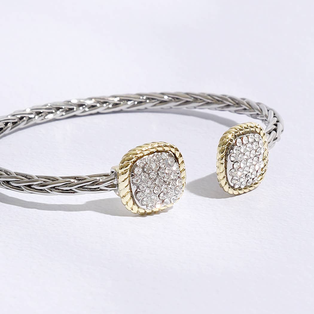Square Edge Designed Braided Bangle Bracelet