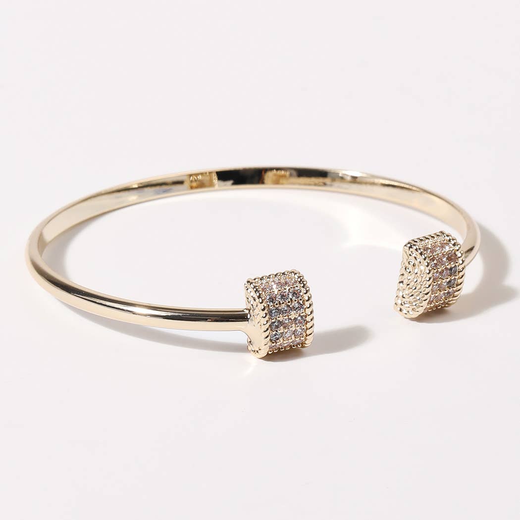 Bar Edge Gold Plated Cuff Bangle Bracelet