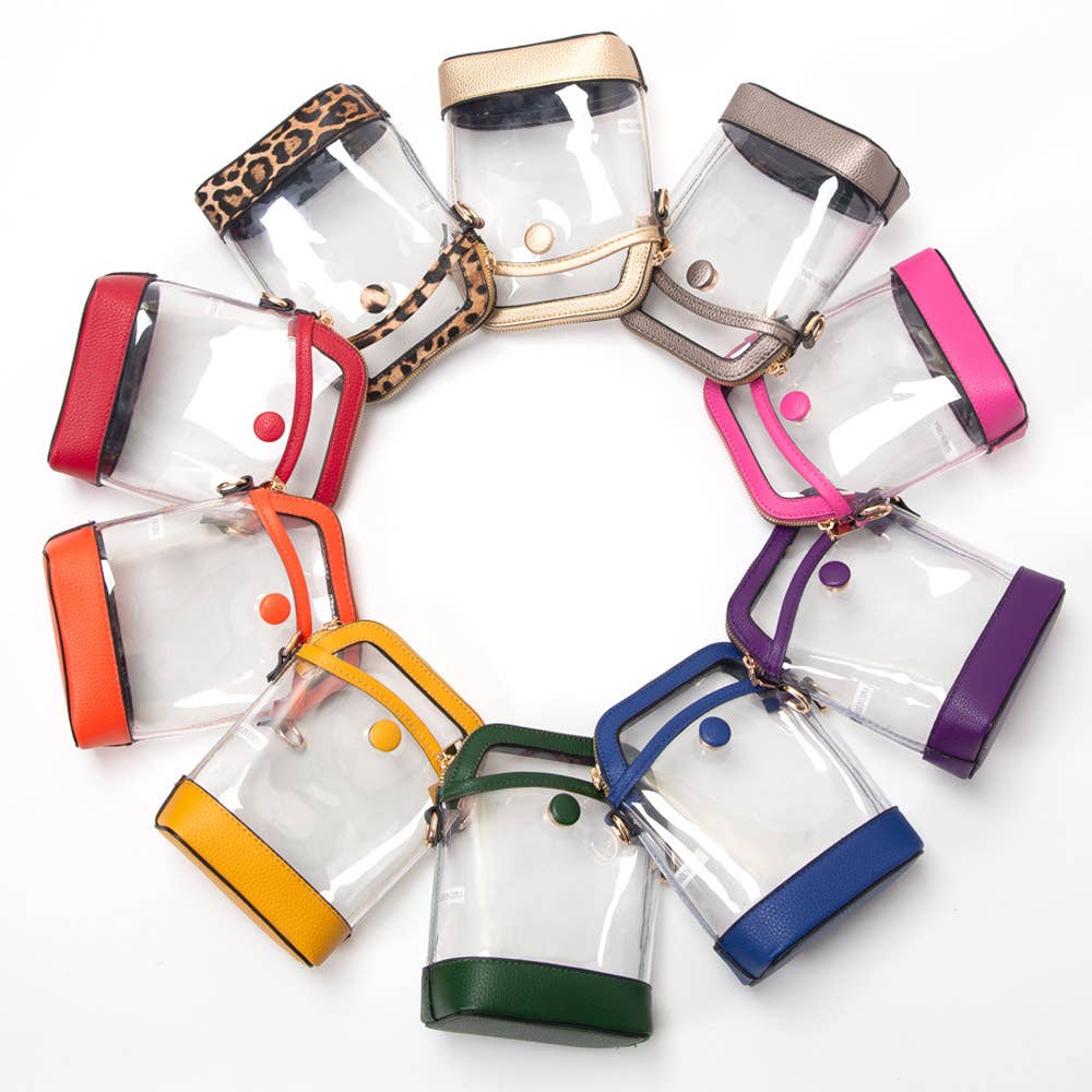 Solid Faux Leather Transparent Crossbody Bag