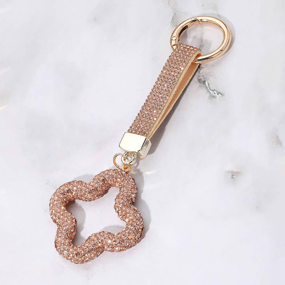 Bling Studded Quatrefoil Keychain / Bag Charm