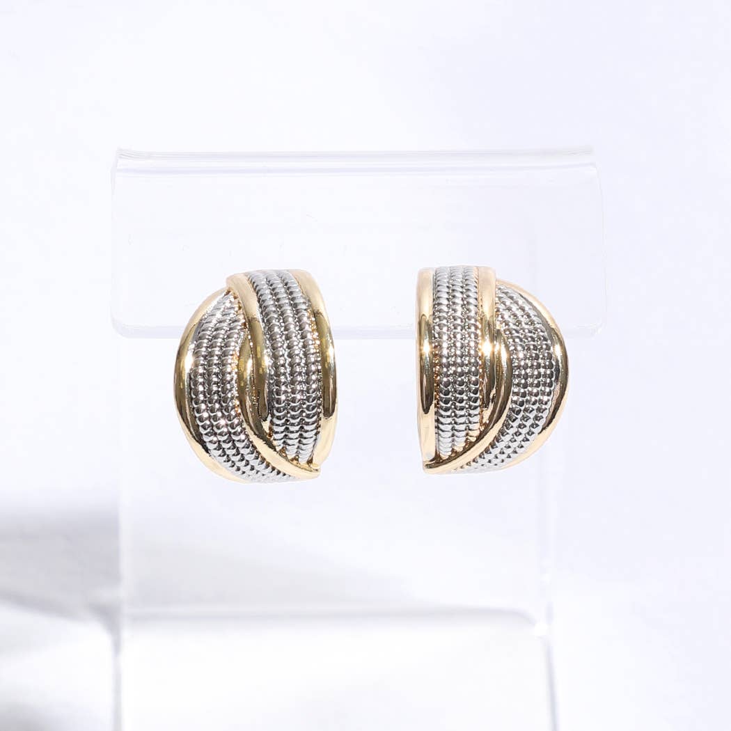 Cable Crossover Pave Post Earrings