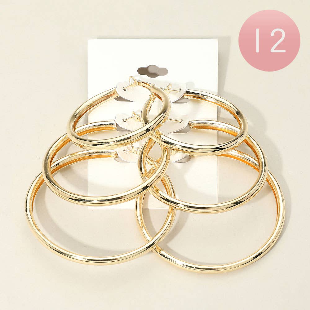 SET OF 3 - Classic Round Metal Hoop Earring Set
