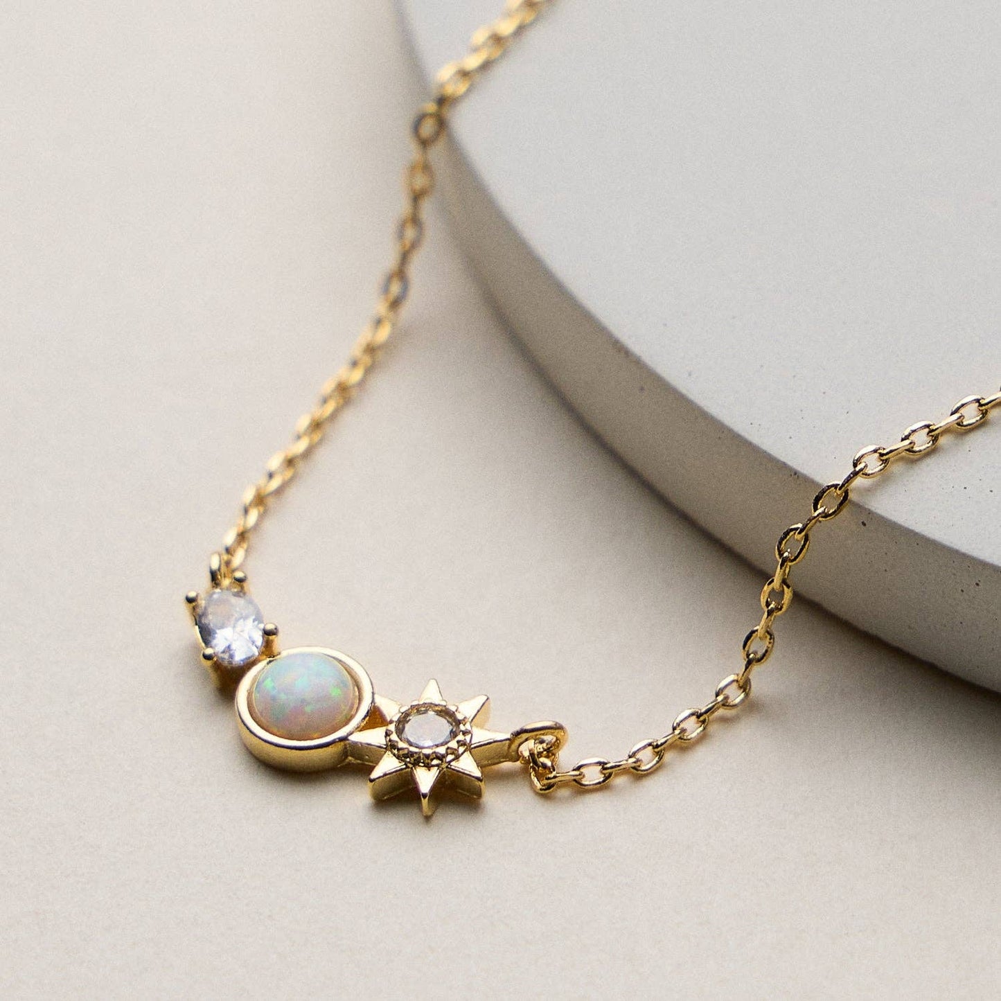 Gold Dipped Sun and Moon Charm | Necklace