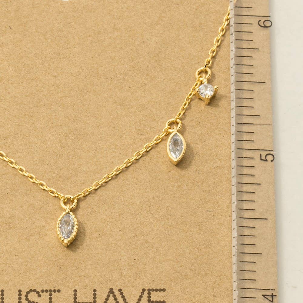Delicate Rhinestone Station Necklace