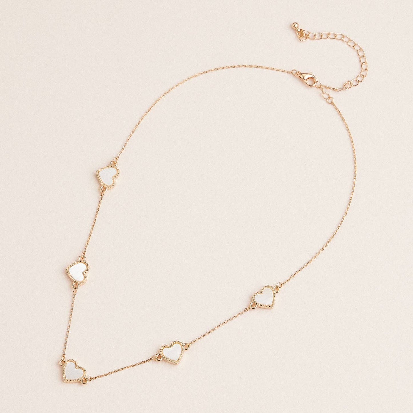 Heart Shaped Station Necklaces Gold Chain Jewelry