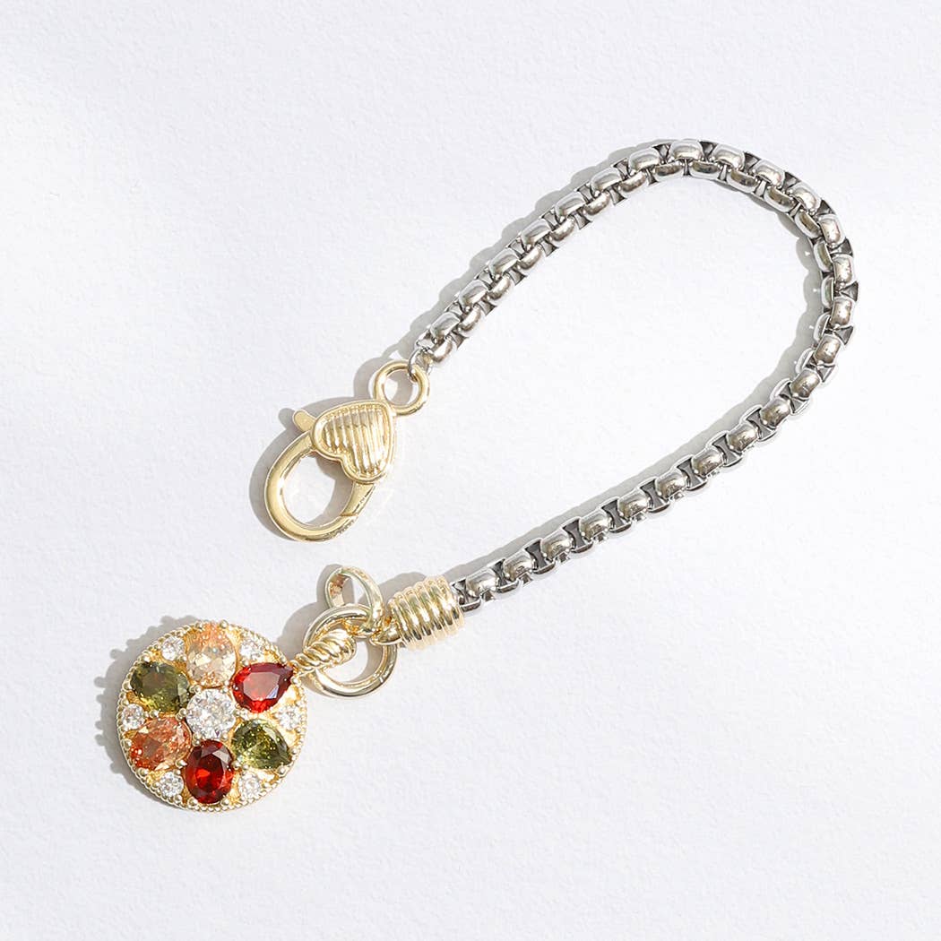 Colorful Rhinestone Flower Charm Chain Bracelet