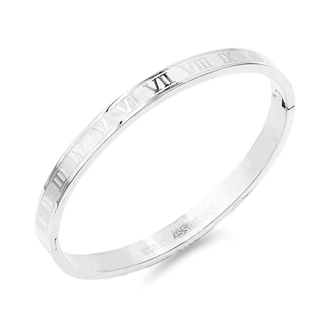 Roman Numeral Engraved Bangle Bracelet