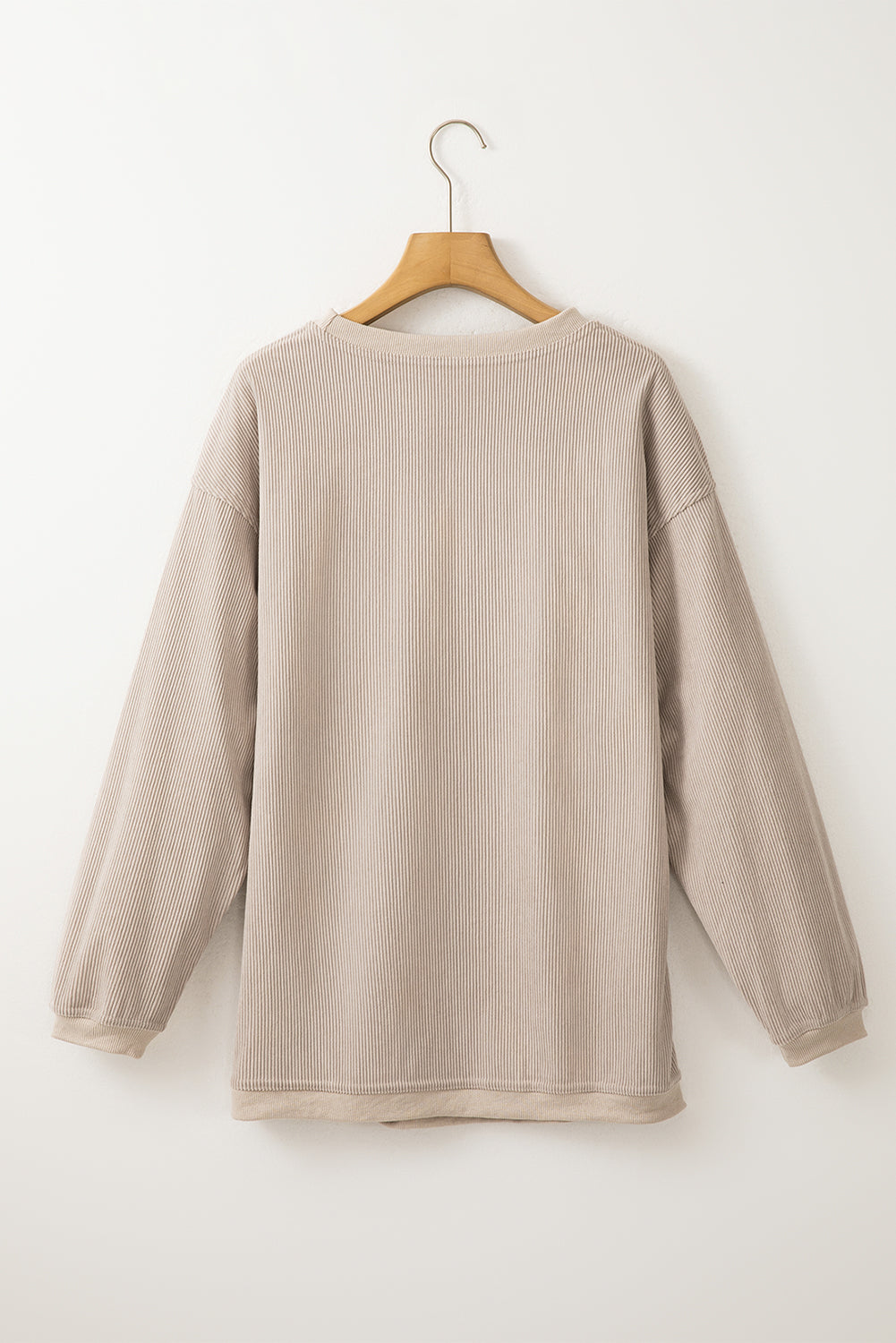 Tan Twisted Rib Texture Game Day Football Embroidered Baggy Sweatshirt