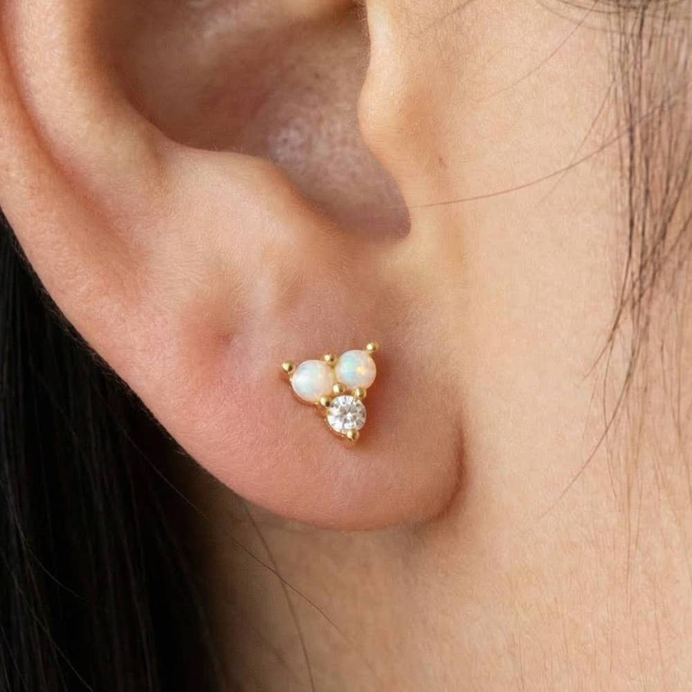 Mini Triple Opal Stud Earrings
