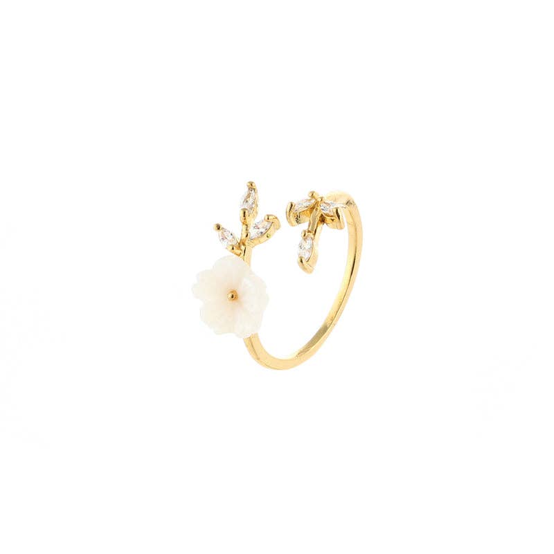 Seashell Flower Bypass Stacking Ring