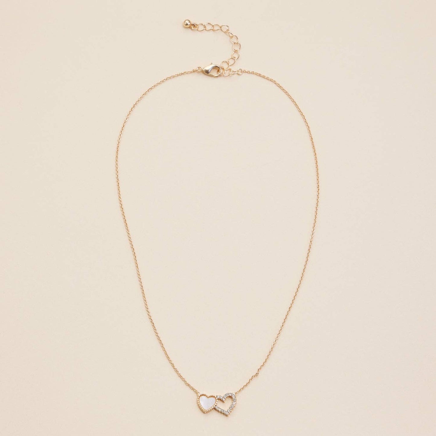 Double Heart Pendant Necklace