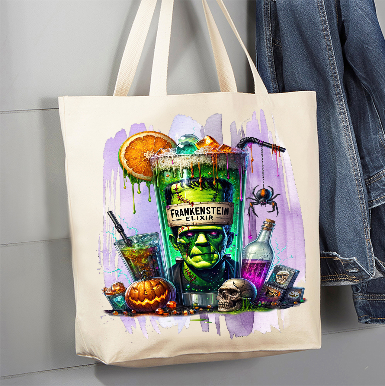 Halloween Frankenstein Elixir Canvas Tote Bag