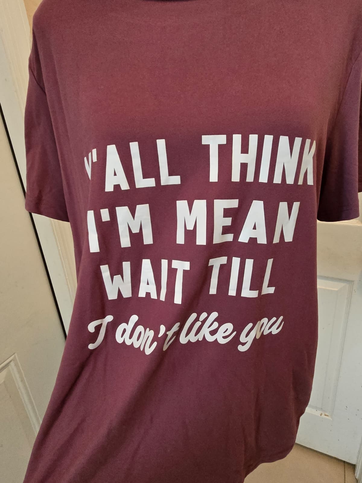 SHEIN Curve Graphic T-Shirt – "Y'all Think I'm Mean" – Women's 0XL – Never Worn