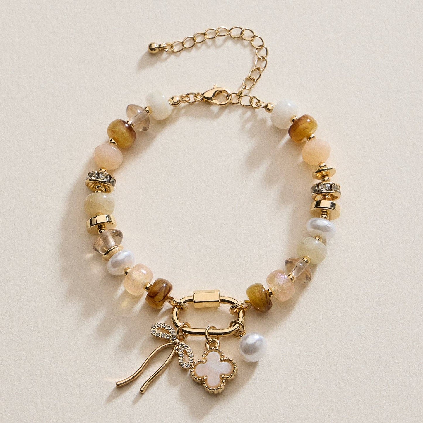 Vibrant Beaded Bracelet | Gold-Tone Trio Charms