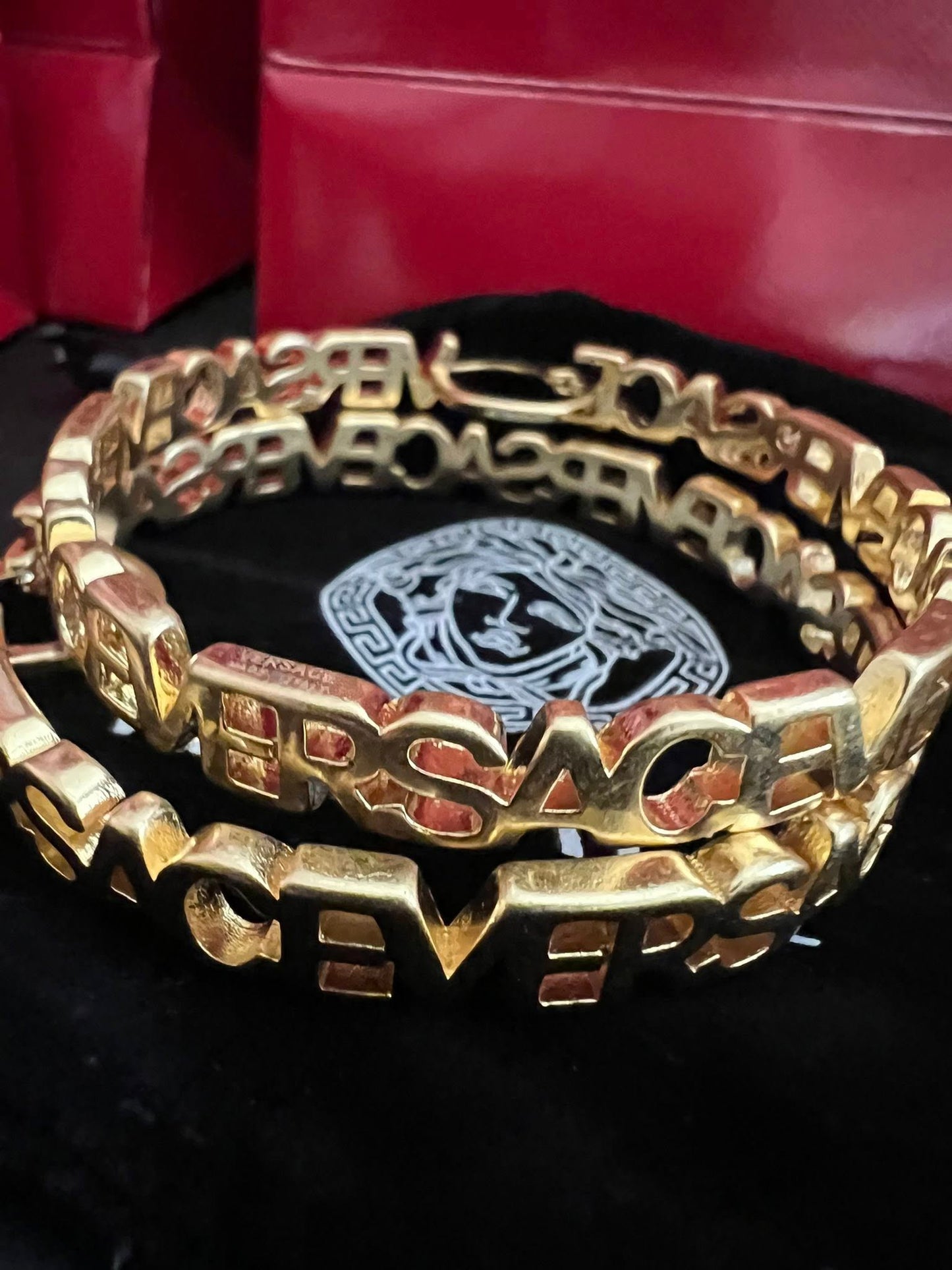 Gold-Tone Statement Earrings with Cutout Lettering