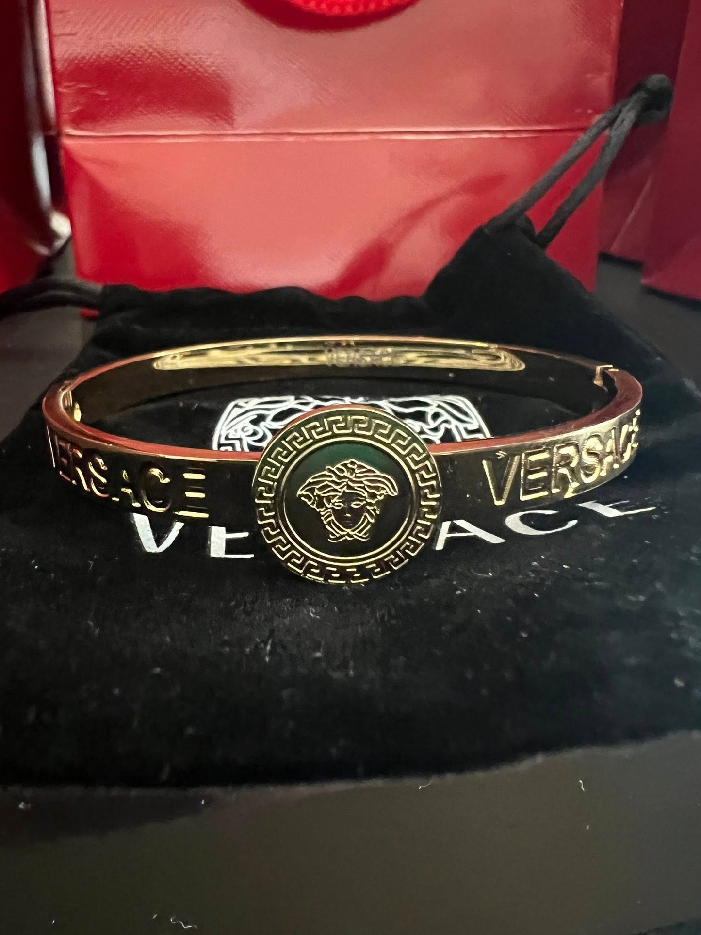 Elegant Gold Cuff Bracelet with Medallion