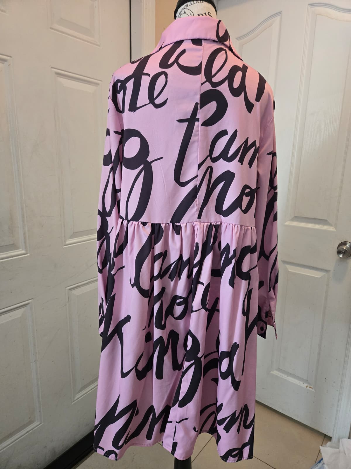 SHEIN Curve Script‑Print Button Dress – Size OXL