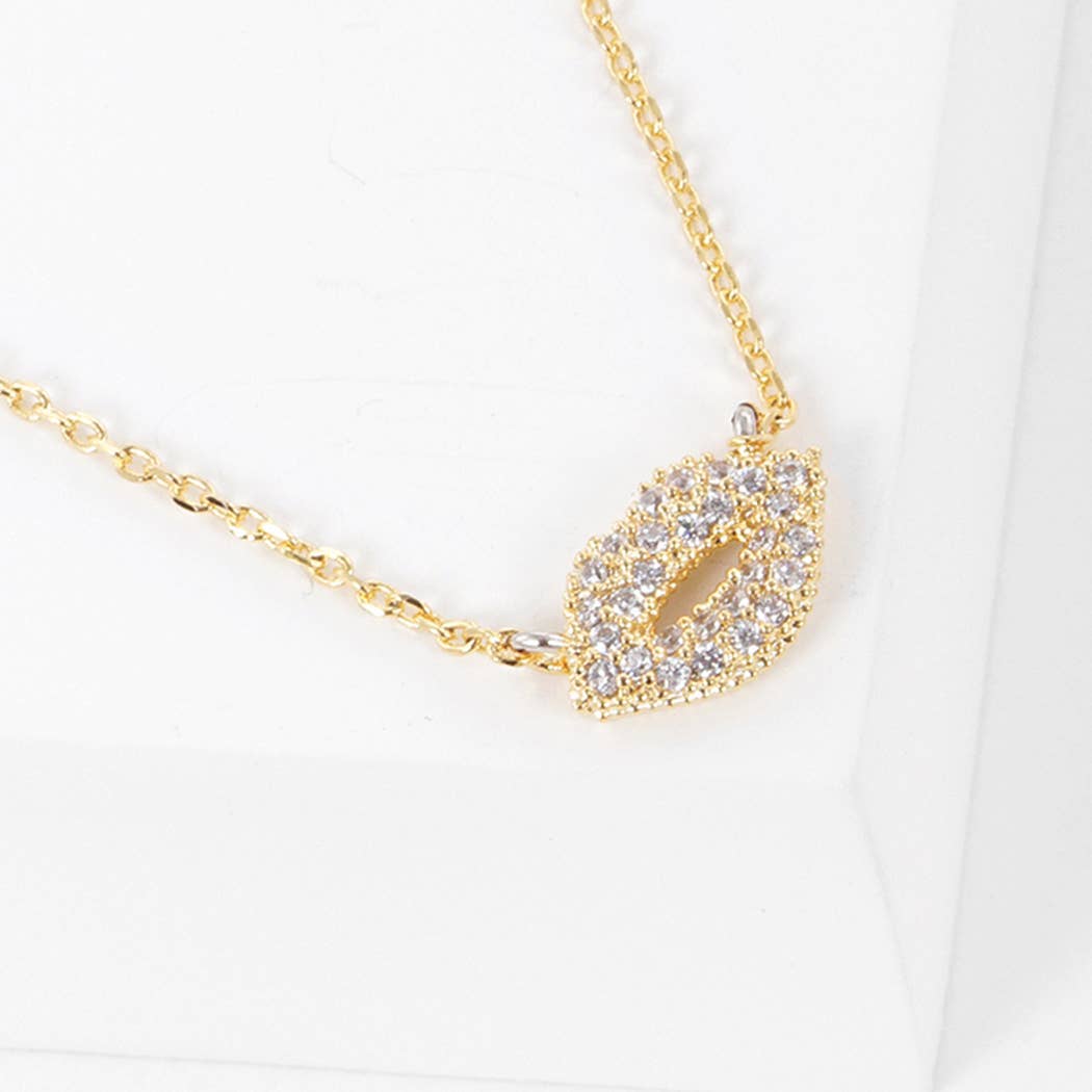 Gold-Dipped Lip Necklace