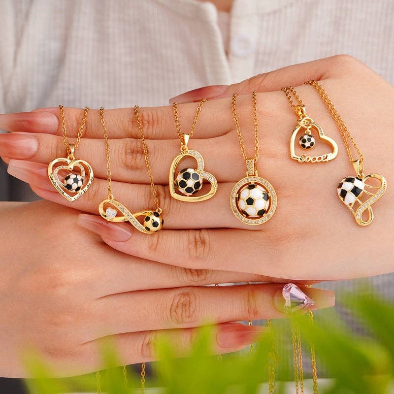 Heart Infinity Soccer Pendant Necklace in Solid Copper