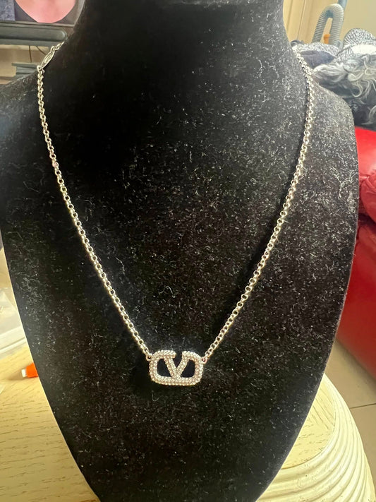 Silver V Necklace