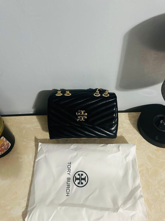 Black Handbag with Gold Strap