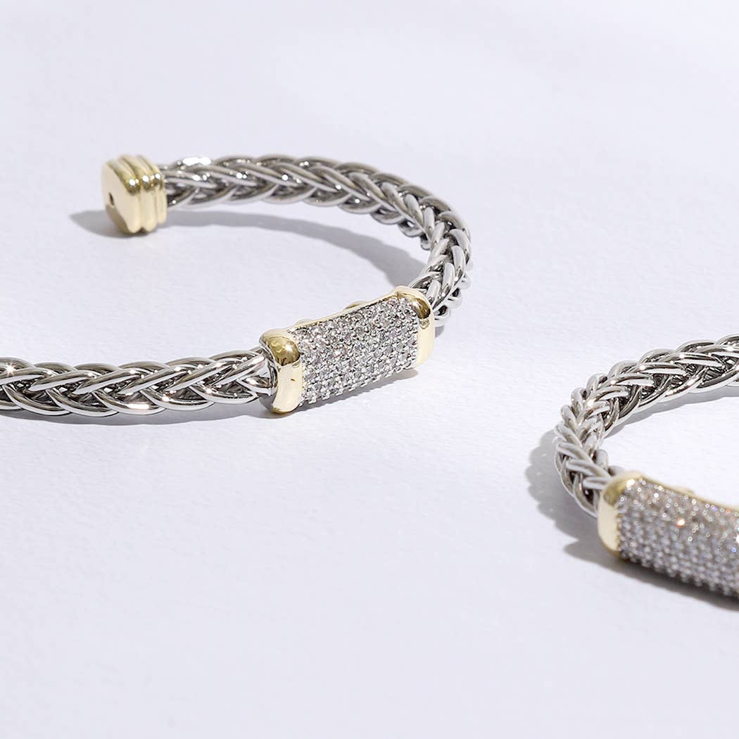 Braided Bangle with Bar Design Bracelet