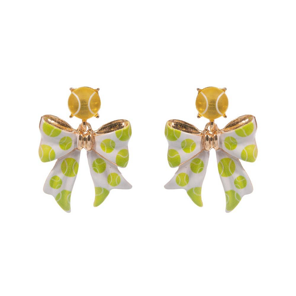 Tennis Ball Bow Drop Dangle Earrings